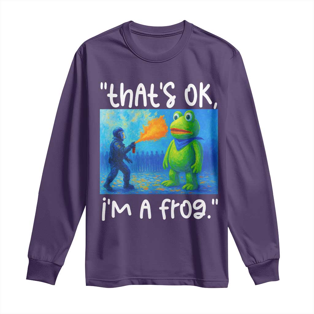 Funny Portland Frog Protest Long Sleeve Shirt Thats OK Im A Frog Pepper Spray - Wonder Print Shop