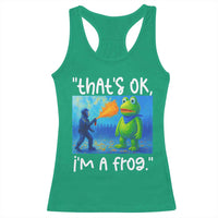 Funny Portland Frog Protest Racerback Tank Top Thats OK Im A Frog Pepper Spray - Wonder Print Shop