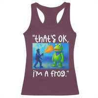 Funny Portland Frog Protest Racerback Tank Top Thats OK Im A Frog Pepper Spray - Wonder Print Shop