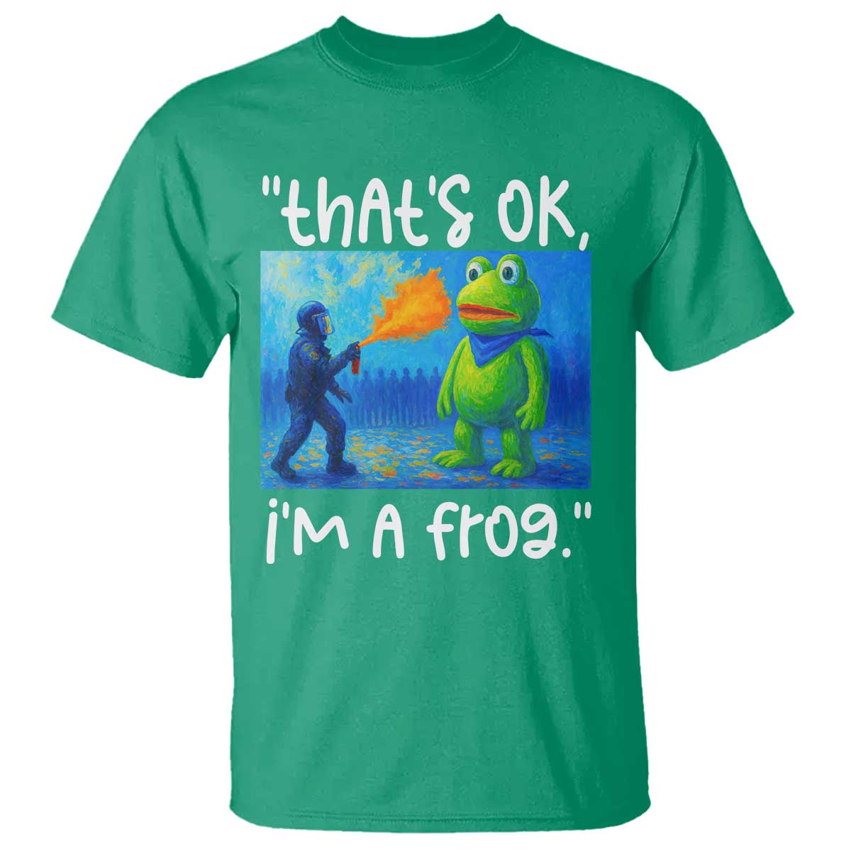 Funny Portland Frog Protest T Shirt Thats OK Im A Frog Pepper Spray - Wonder Print Shop