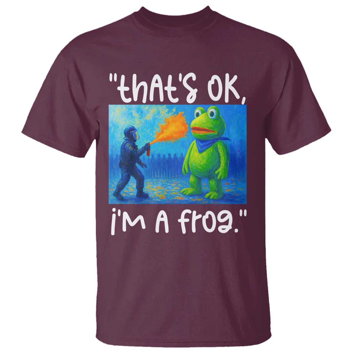 Funny Portland Frog Protest T Shirt Thats OK Im A Frog Pepper Spray - Wonder Print Shop