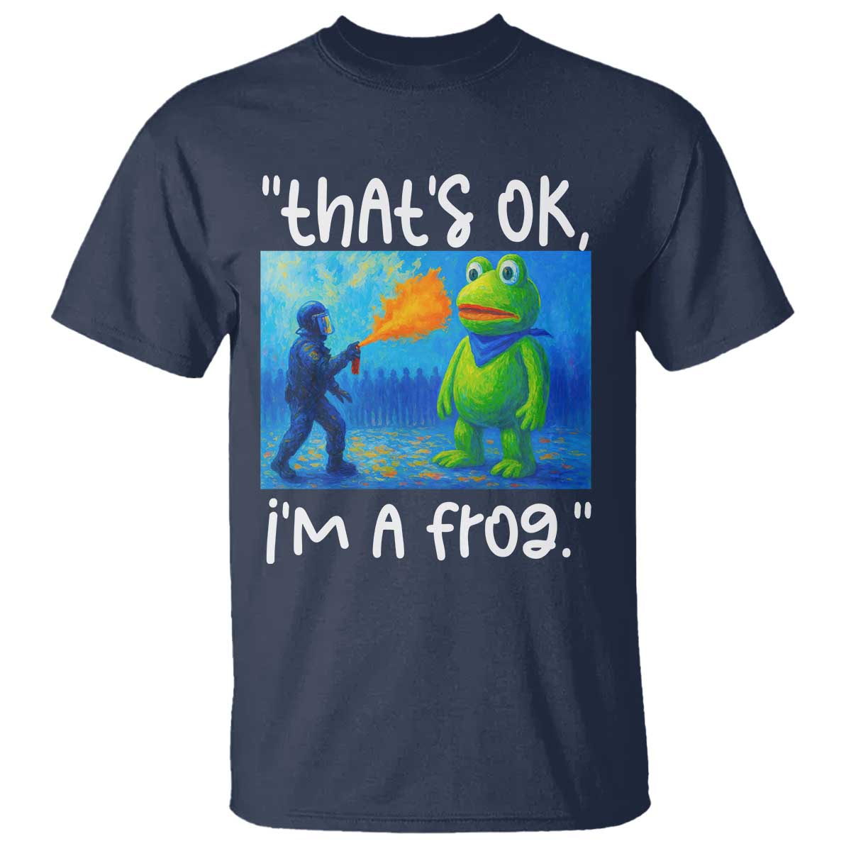 Funny Portland Frog Protest T Shirt Thats OK Im A Frog Pepper Spray - Wonder Print Shop