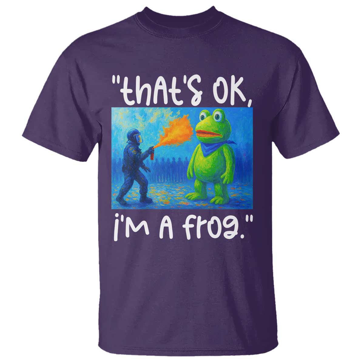 Funny Portland Frog Protest T Shirt Thats OK Im A Frog Pepper Spray - Wonder Print Shop