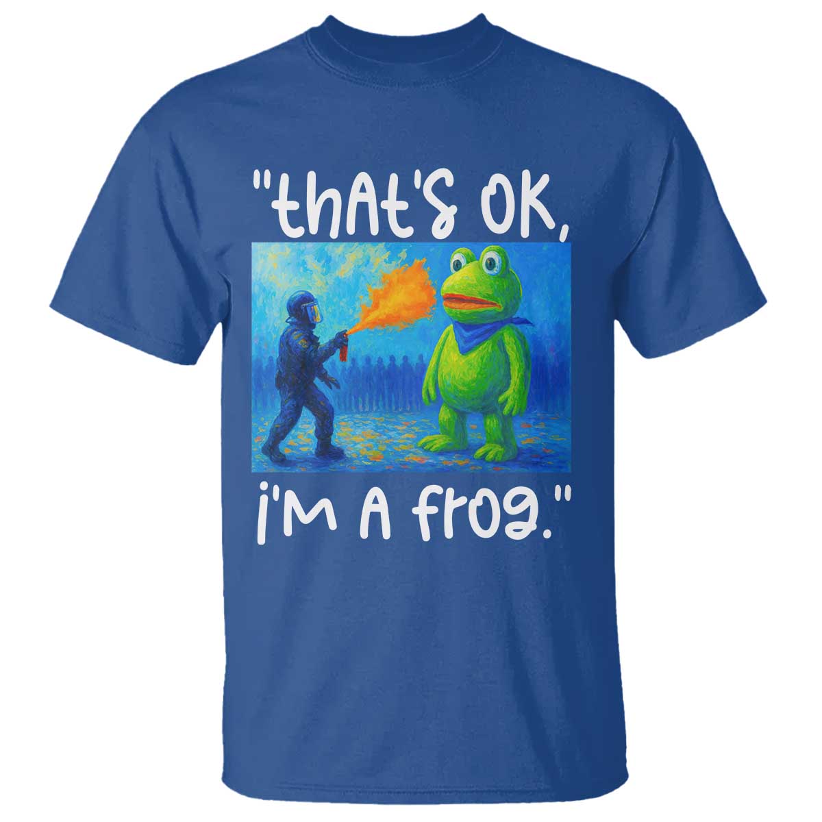 Funny Portland Frog Protest T Shirt Thats OK Im A Frog Pepper Spray - Wonder Print Shop