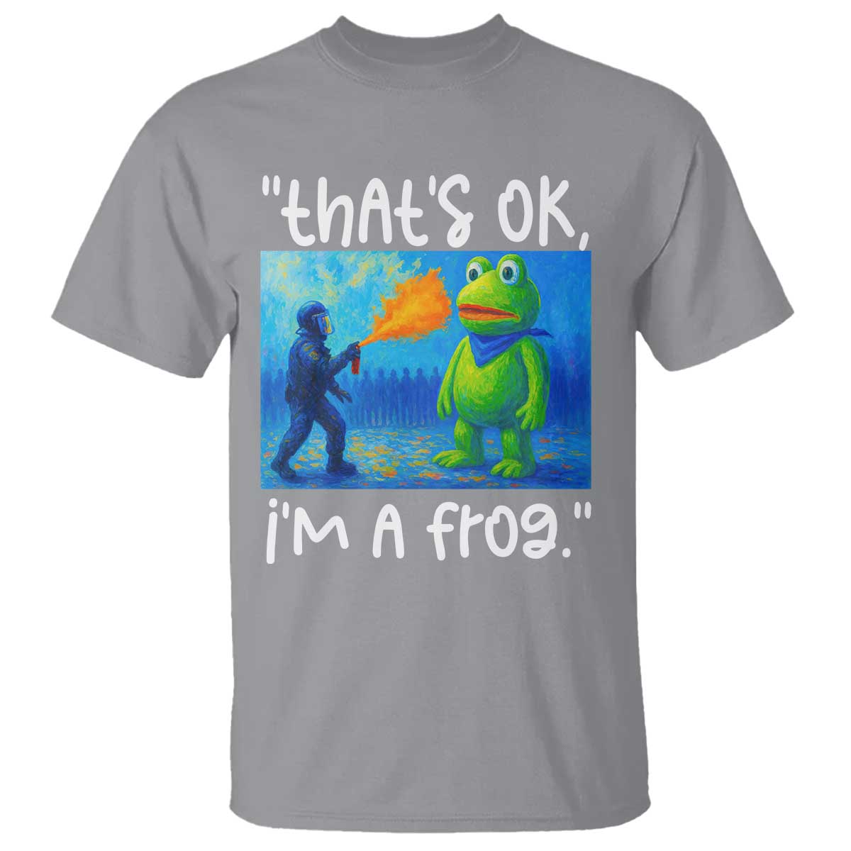Funny Portland Frog Protest T Shirt Thats OK Im A Frog Pepper Spray - Wonder Print Shop