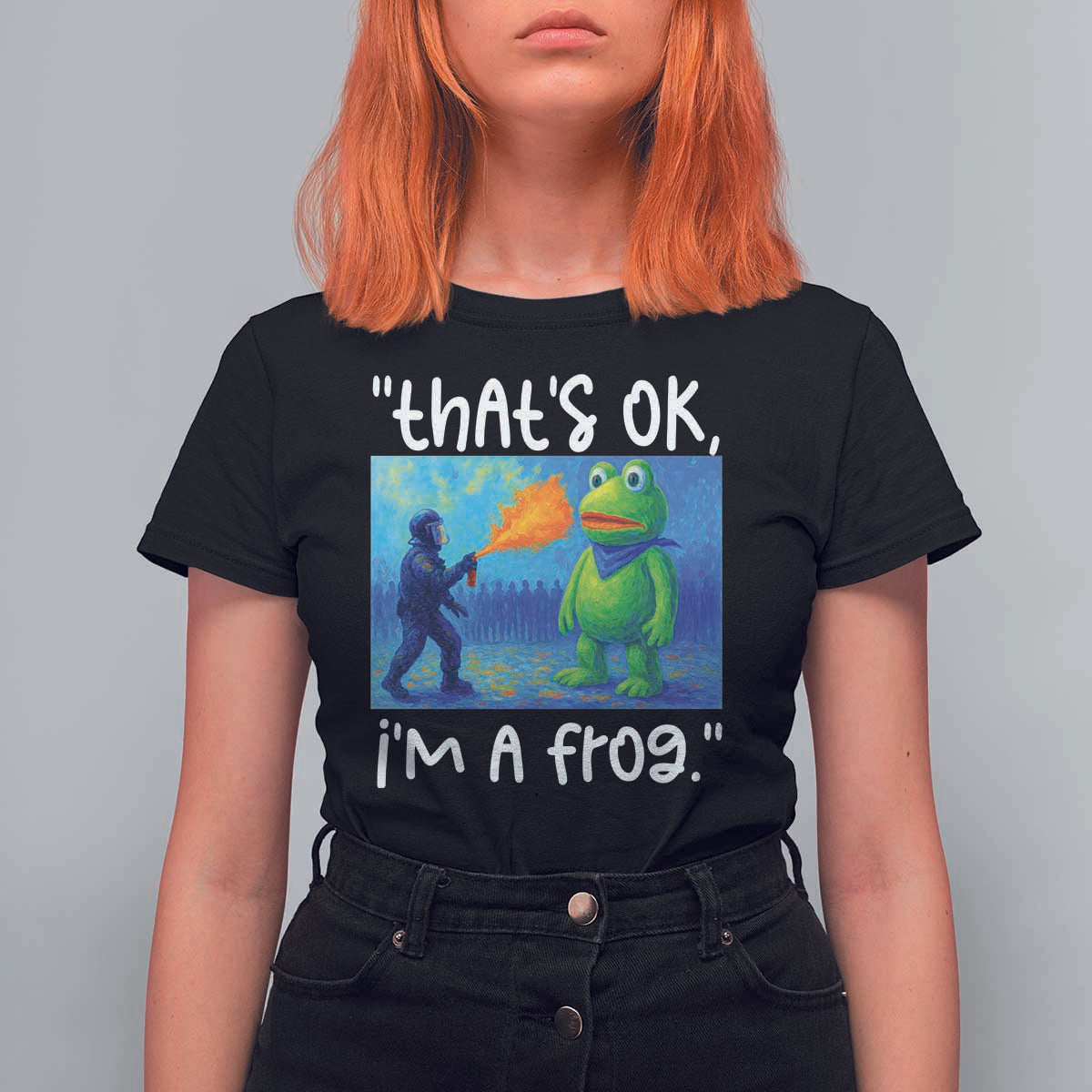 Funny Portland Frog Protest T Shirt For Women Thats OK Im A Frog Pepper Spray - Wonder Print Shop