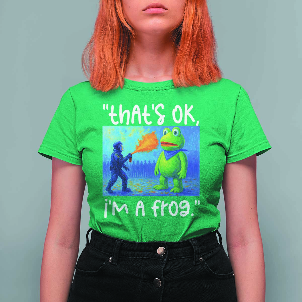 Funny Portland Frog Protest T Shirt For Women Thats OK Im A Frog Pepper Spray - Wonder Print Shop