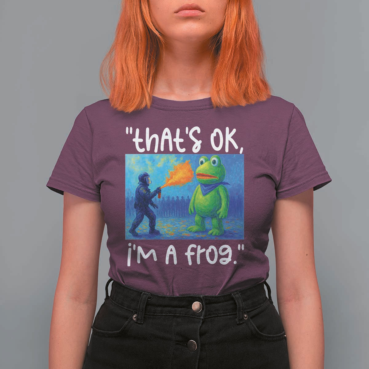 Funny Portland Frog Protest T Shirt For Women Thats OK Im A Frog Pepper Spray - Wonder Print Shop