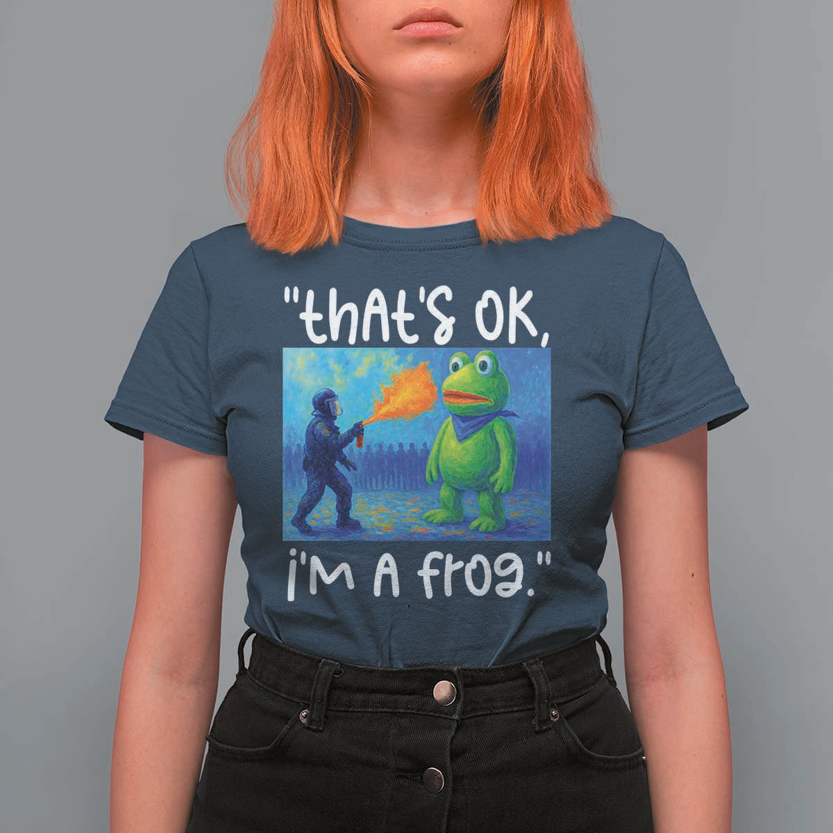 Funny Portland Frog Protest T Shirt For Women Thats OK Im A Frog Pepper Spray - Wonder Print Shop