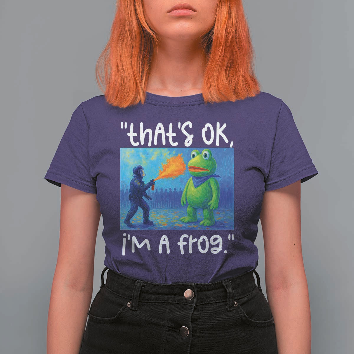Funny Portland Frog Protest T Shirt For Women Thats OK Im A Frog Pepper Spray - Wonder Print Shop