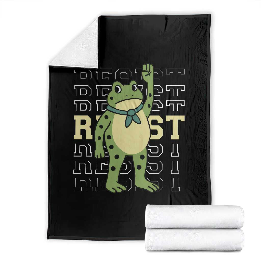 Resist Raised Fist Frog Throw Blanket Portland Protest Freedom Fighter - Wonder Print Shop