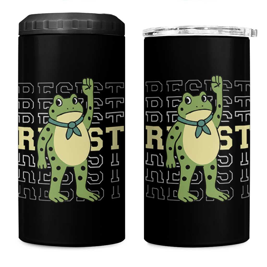 Resist Raised Fist Frog 4 in 1 Can Cooler Tumbler Portland Protest Freedom Fighter - Wonder Print Shop