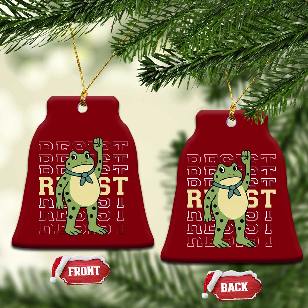 Resist Raised Fist Frog Ceramic Ornament Portland Protest Freedom Fighter - Wonder Print Shop