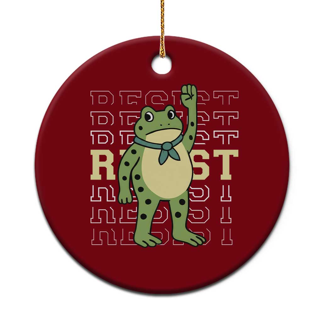 Resist Raised Fist Frog Ceramic Ornament Portland Protest Freedom Fighter - Wonder Print Shop