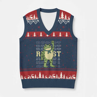 Resist Raised Fist Frog V-Neck Knit Sweater Vest Portland Protest Freedom Fighter - Wonder Print Shop