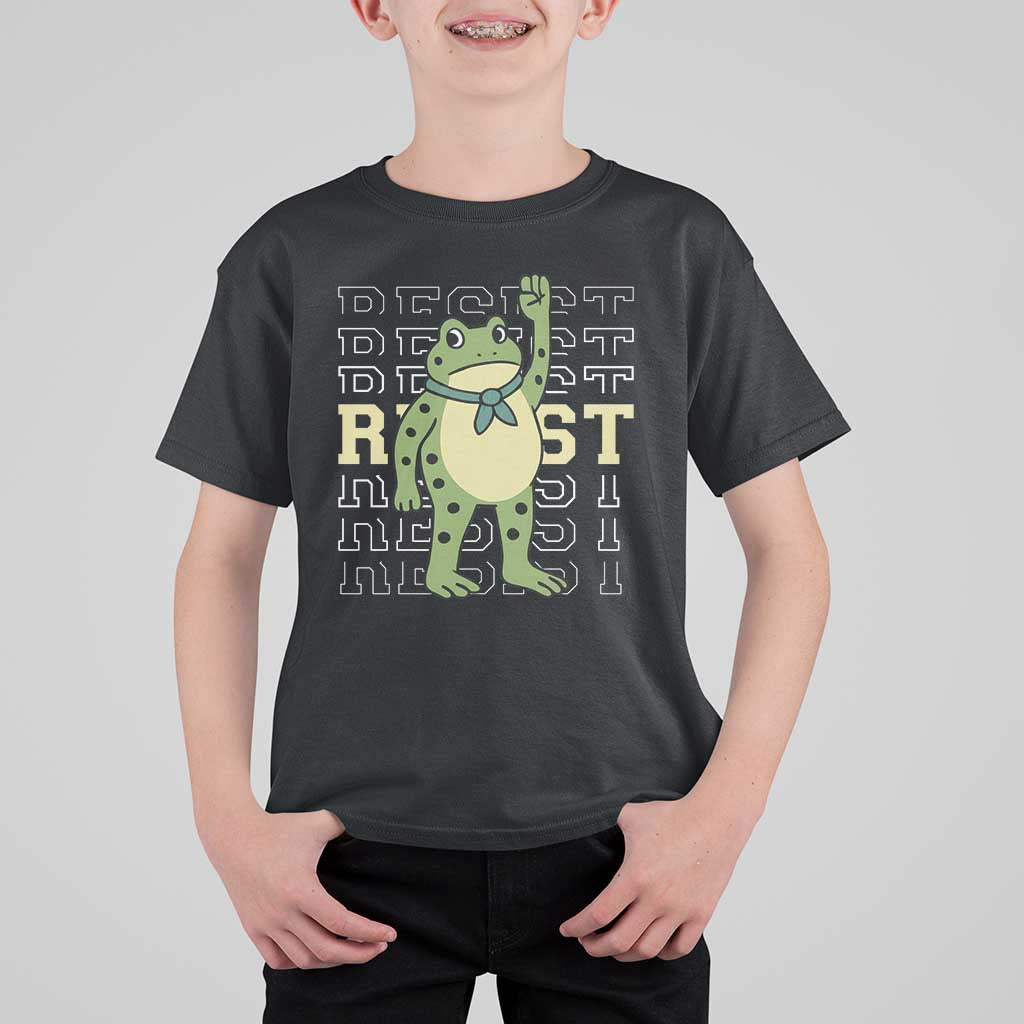 Resist Raised Fist Frog T Shirt For Kid Portland Protest Freedom Fighter - Wonder Print Shop