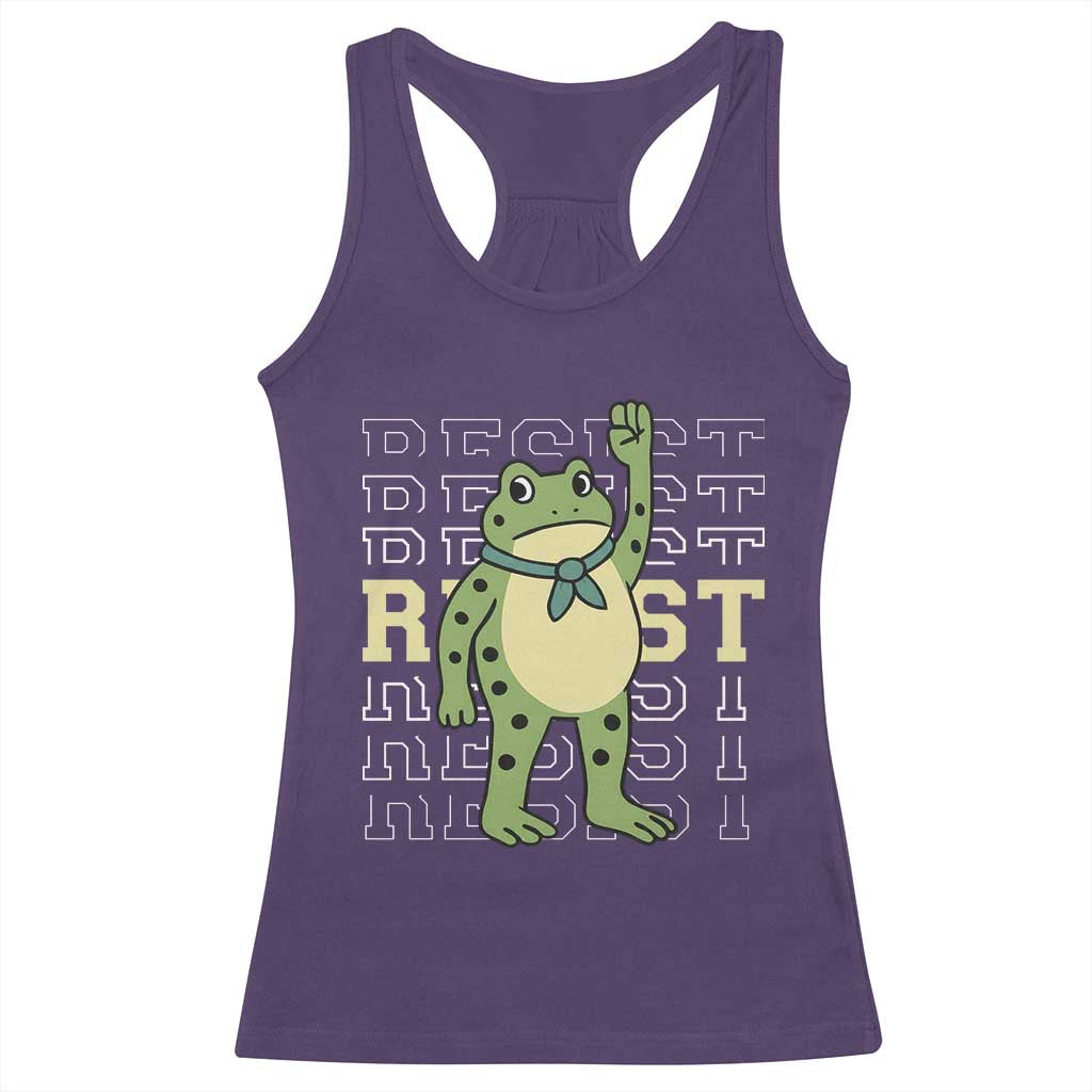 Resist Raised Fist Frog Racerback Tank Top Portland Protest Freedom Fighter - Wonder Print Shop