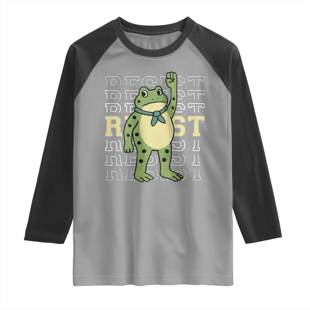 Resist Raised Fist Frog Raglan Shirt Portland Protest Freedom Fighter - Wonder Print Shop