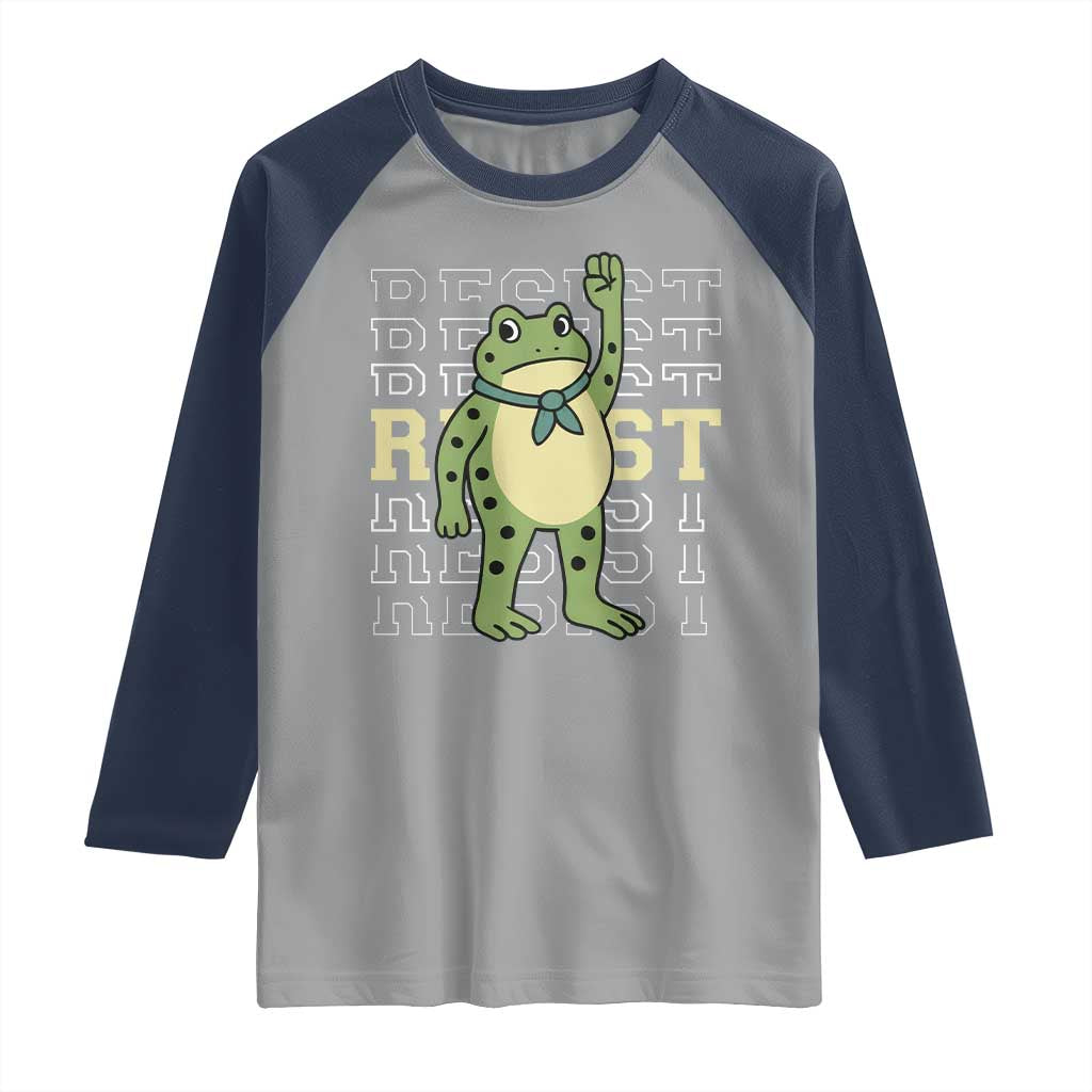 Resist Raised Fist Frog Raglan Shirt Portland Protest Freedom Fighter - Wonder Print Shop