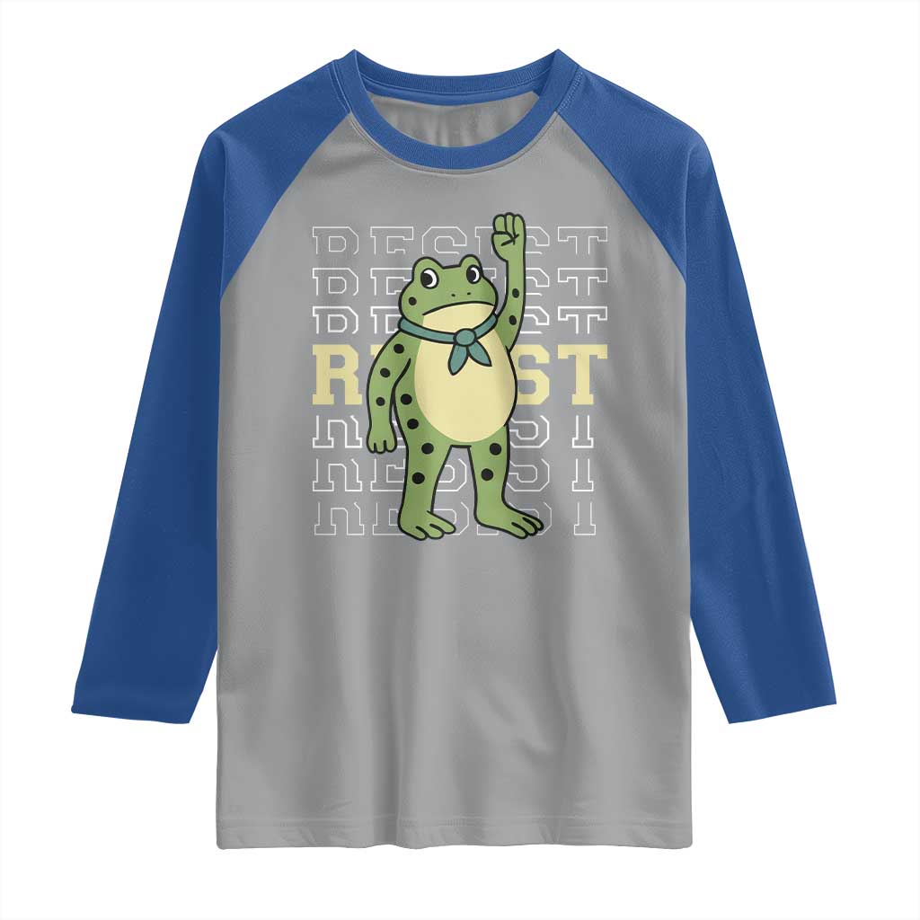 Resist Raised Fist Frog Raglan Shirt Portland Protest Freedom Fighter - Wonder Print Shop