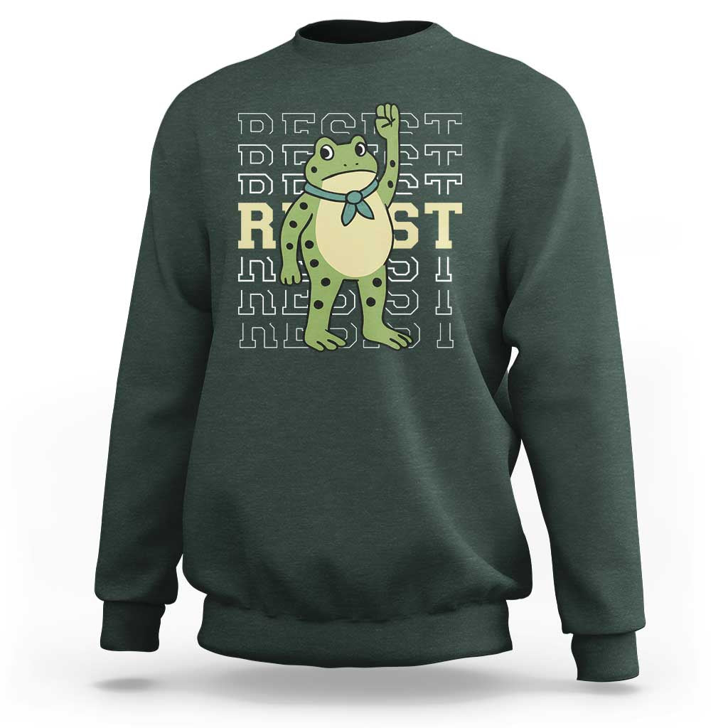 Resist Raised Fist Frog Sweatshirt Portland Protest Freedom Fighter - Wonder Print Shop