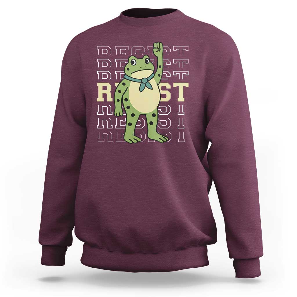 Resist Raised Fist Frog Sweatshirt Portland Protest Freedom Fighter - Wonder Print Shop