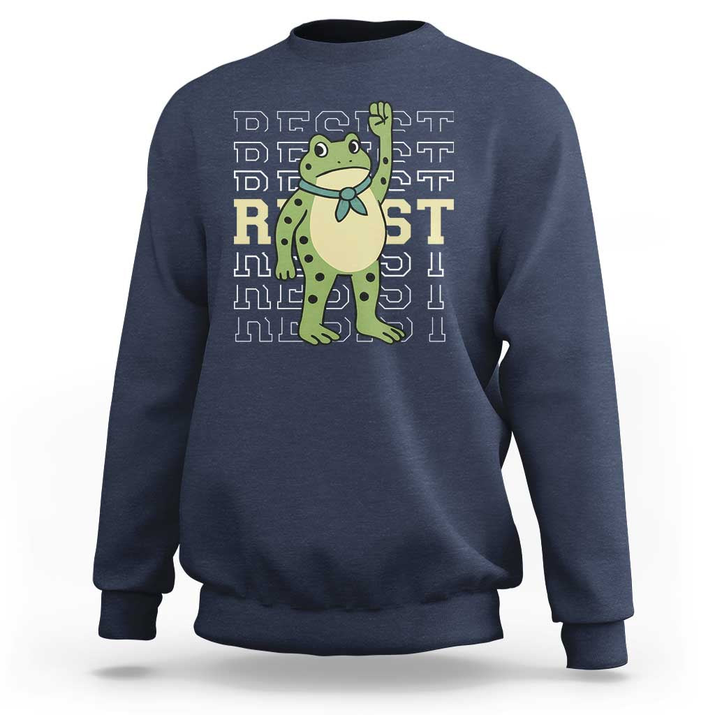 Resist Raised Fist Frog Sweatshirt Portland Protest Freedom Fighter - Wonder Print Shop