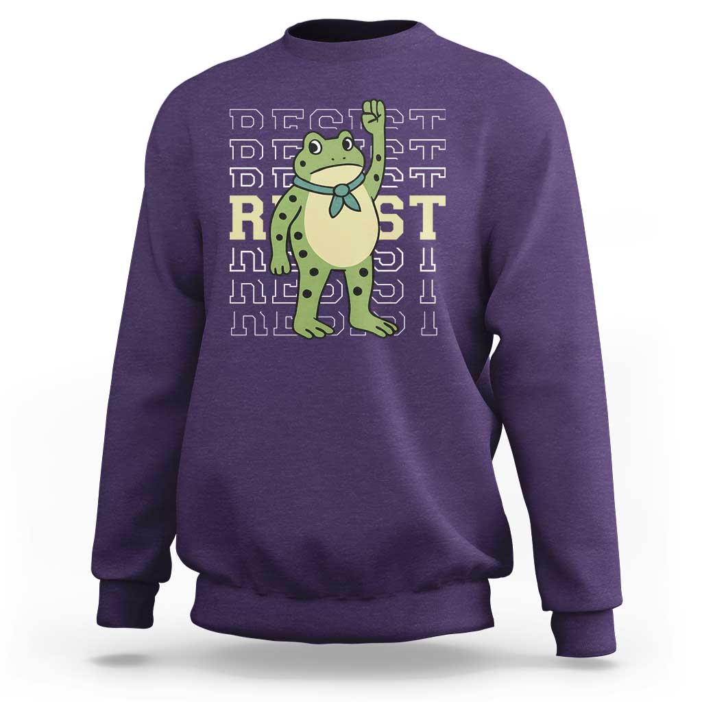 Resist Raised Fist Frog Sweatshirt Portland Protest Freedom Fighter - Wonder Print Shop