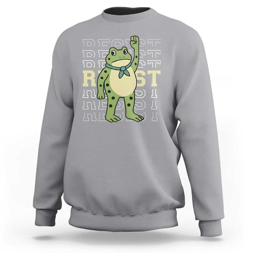 Resist Raised Fist Frog Sweatshirt Portland Protest Freedom Fighter - Wonder Print Shop