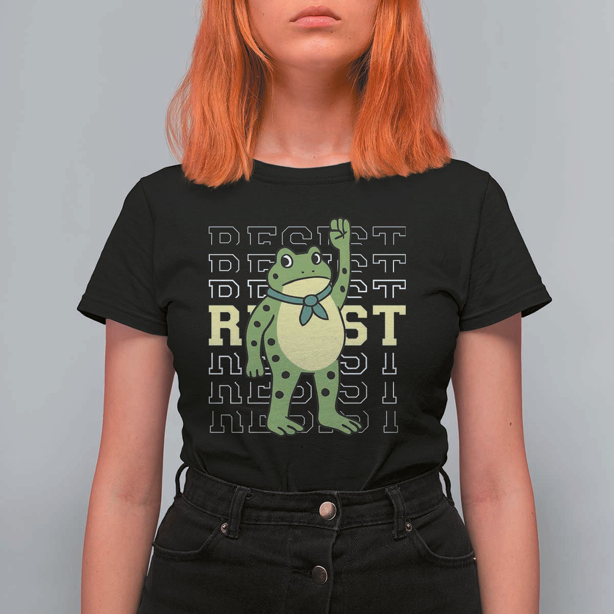 Resist Raised Fist Frog T Shirt For Women Portland Protest Freedom Fighter - Wonder Print Shop