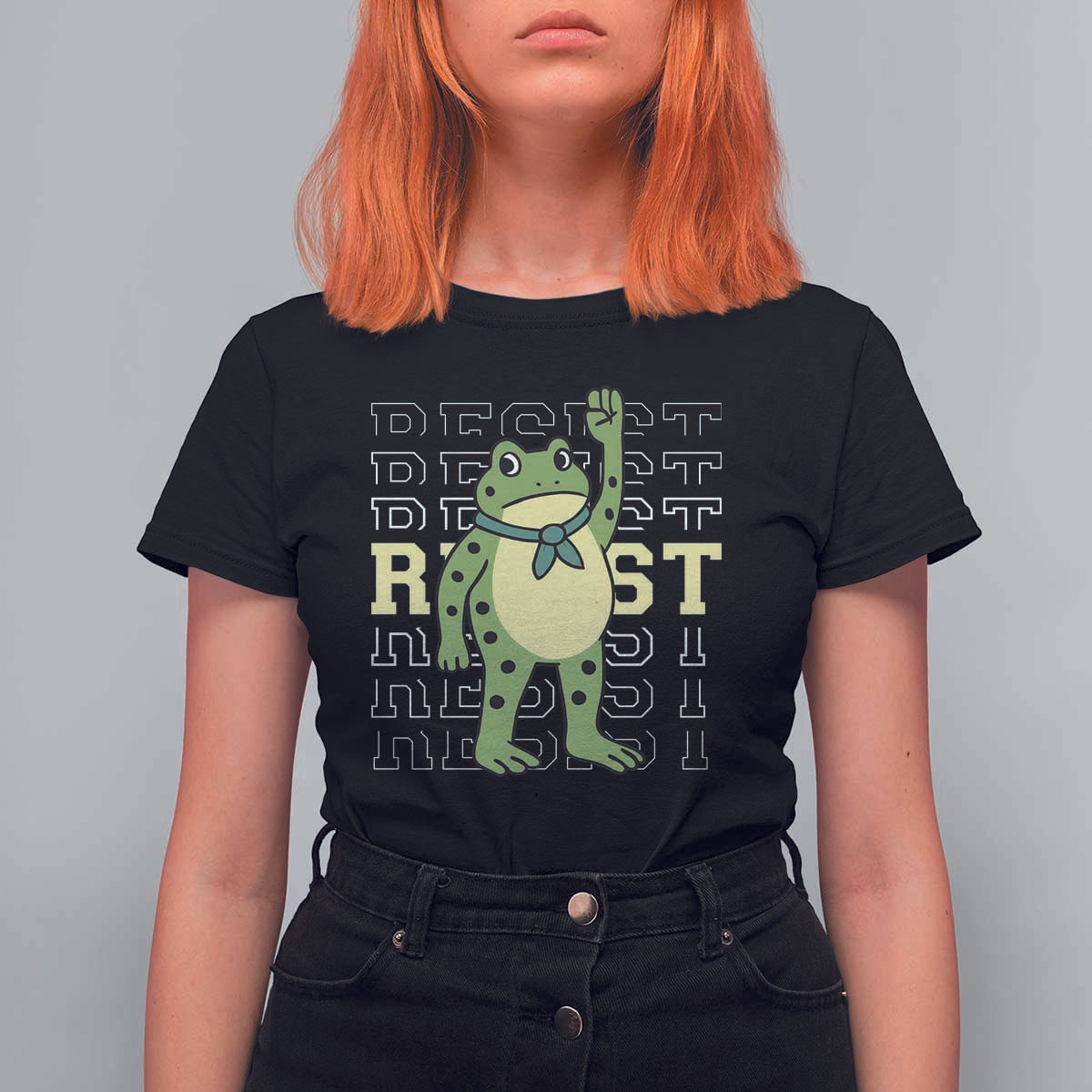 Resist Raised Fist Frog T Shirt For Women Portland Protest Freedom Fighter - Wonder Print Shop