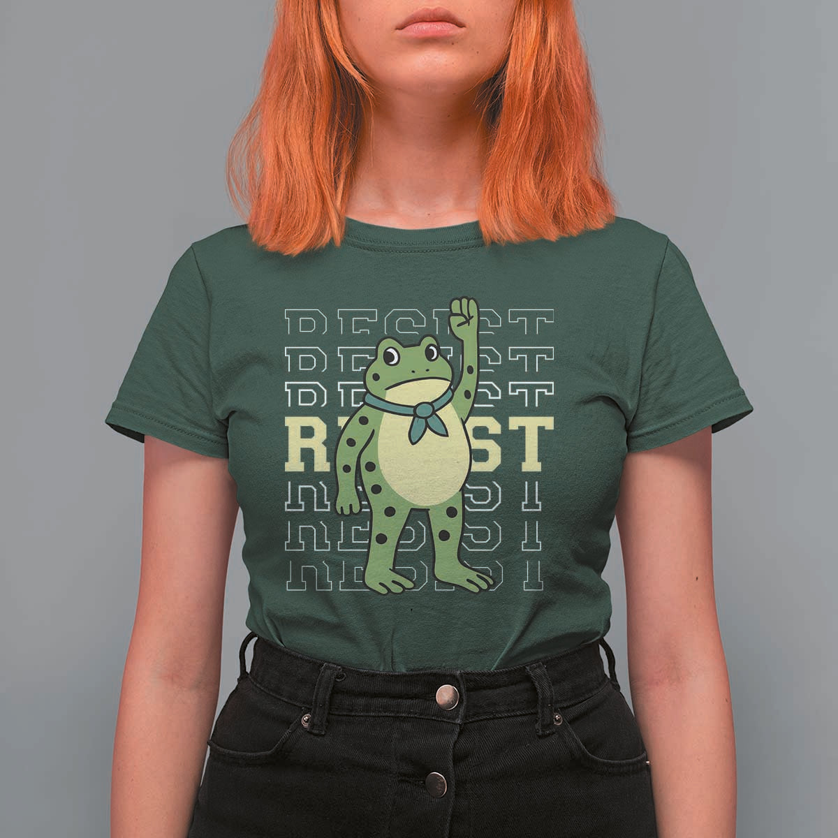 Resist Raised Fist Frog T Shirt For Women Portland Protest Freedom Fighter - Wonder Print Shop