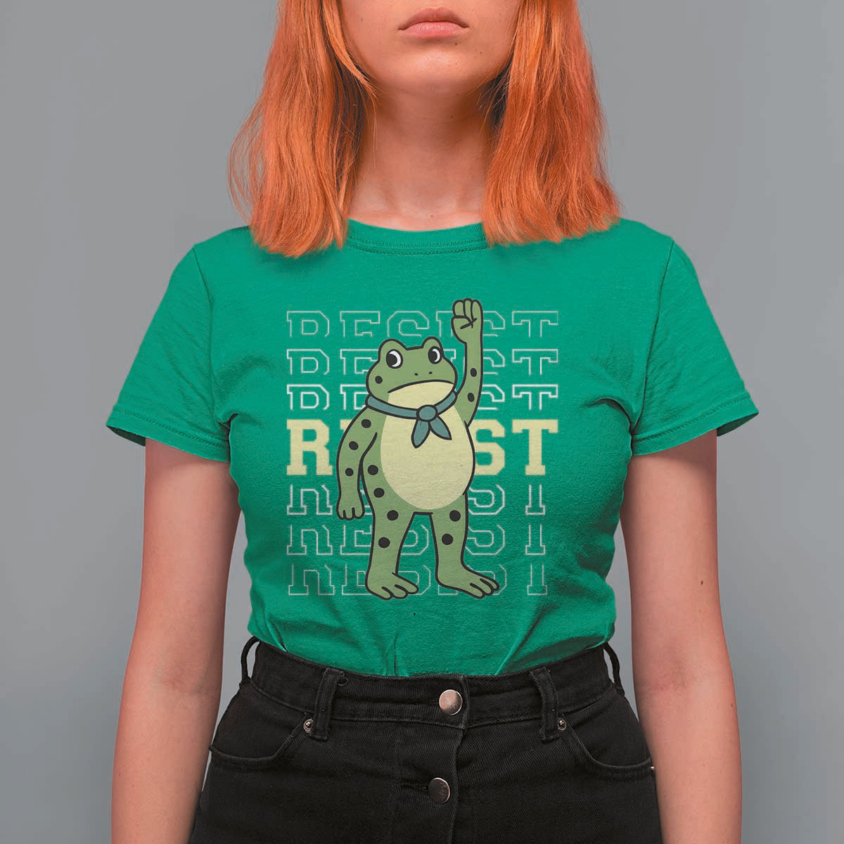 Resist Raised Fist Frog T Shirt For Women Portland Protest Freedom Fighter - Wonder Print Shop