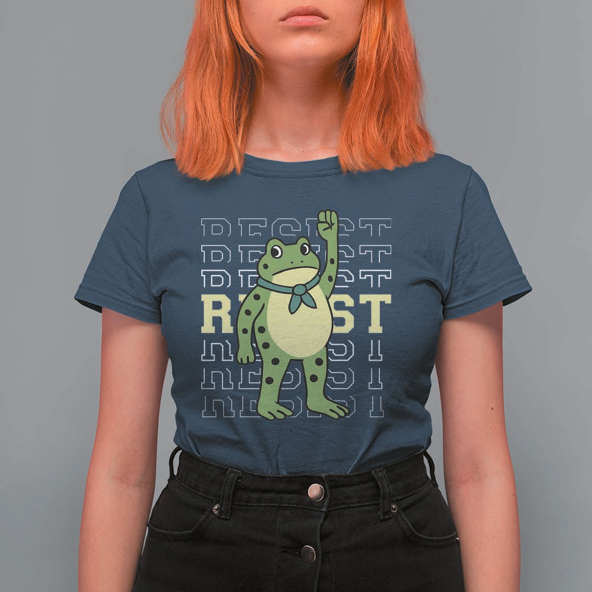 Resist Raised Fist Frog T Shirt For Women Portland Protest Freedom Fighter - Wonder Print Shop