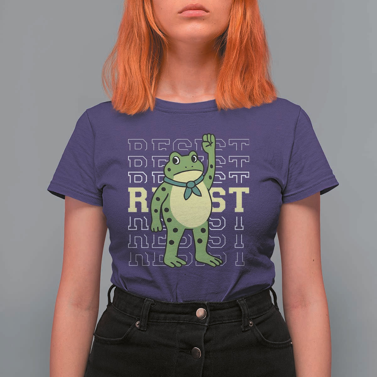 Resist Raised Fist Frog T Shirt For Women Portland Protest Freedom Fighter - Wonder Print Shop