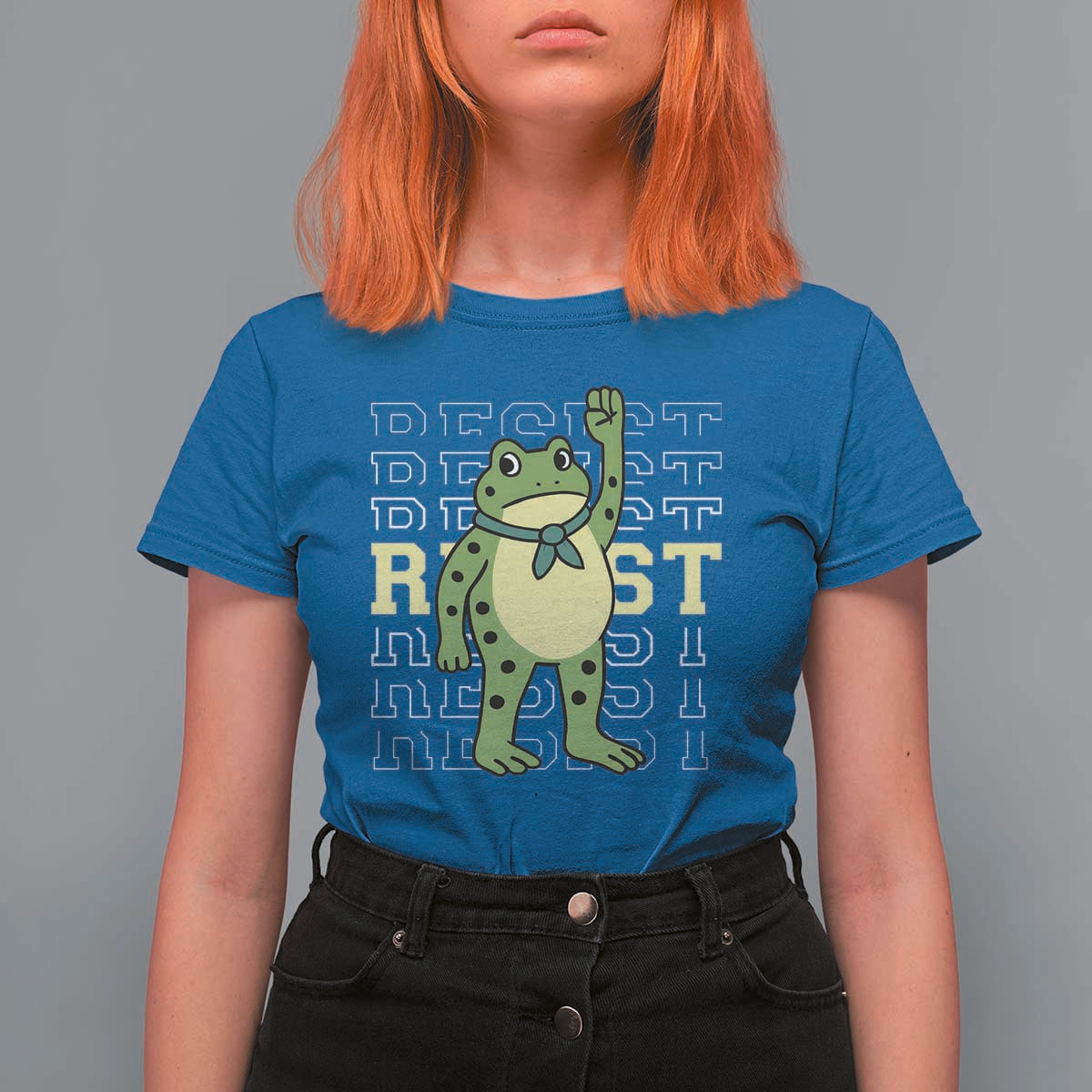 Resist Raised Fist Frog T Shirt For Women Portland Protest Freedom Fighter - Wonder Print Shop