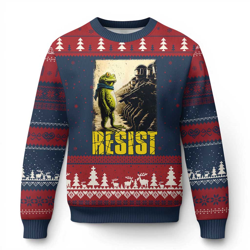 Resist Frog Ugly Christmas Sweater Stand Against Free Portland Protest - Wonder Print Shop