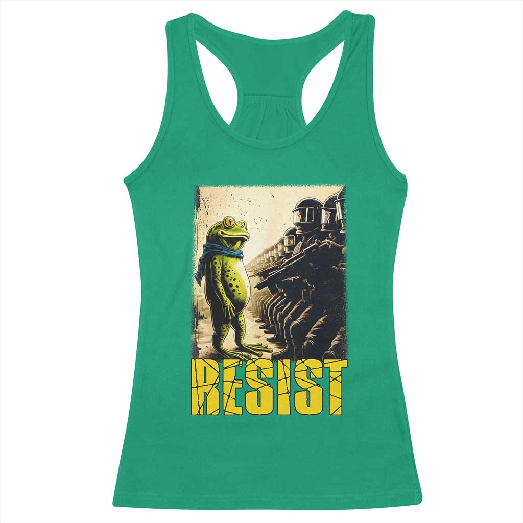 Resist Frog Racerback Tank Top Stand Against Free Portland Protest - Wonder Print Shop