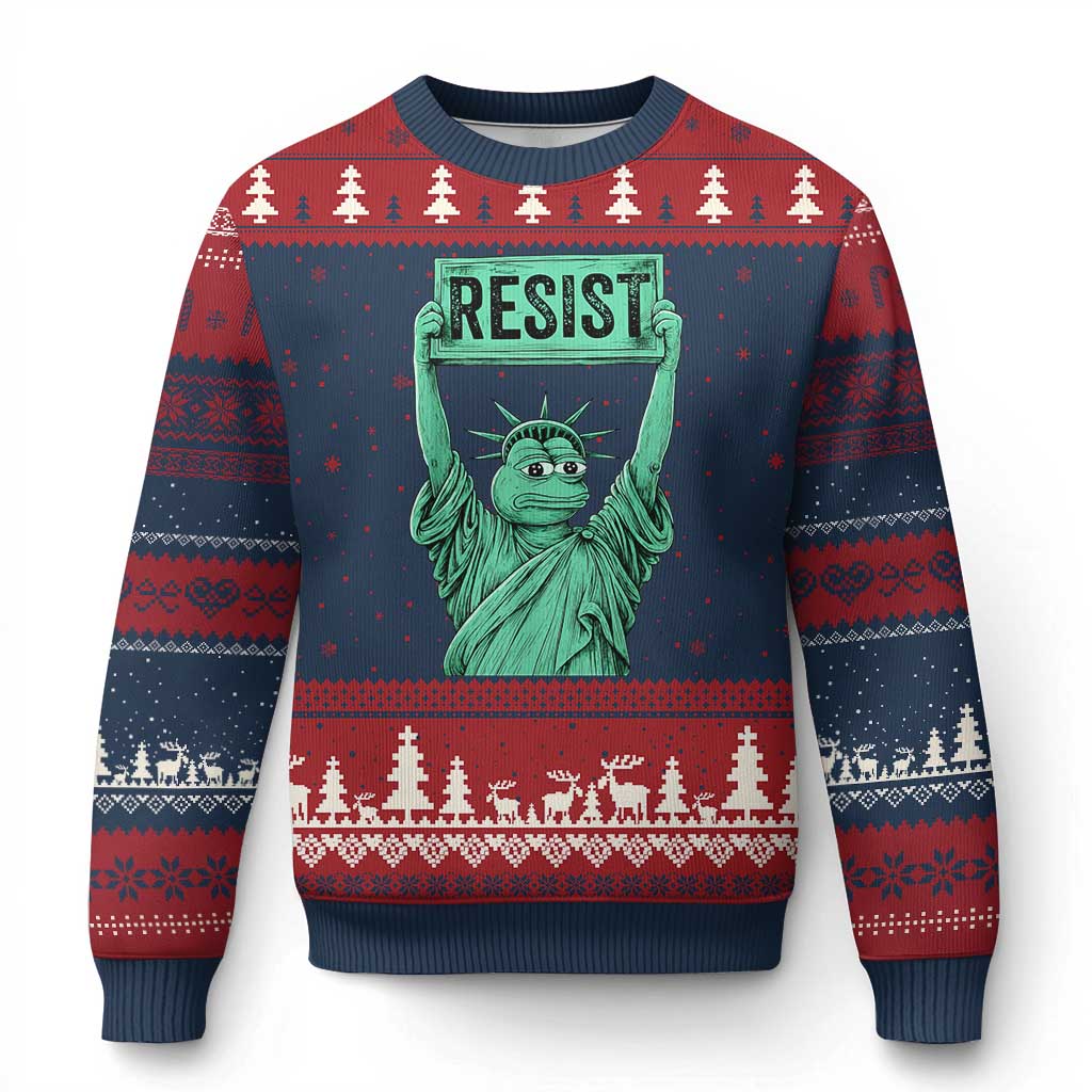 Funny Liberty Frog Meme Resist Ugly Christmas Sweater Portland Frogs Protest Freedom Fighter - Wonder Print Shop