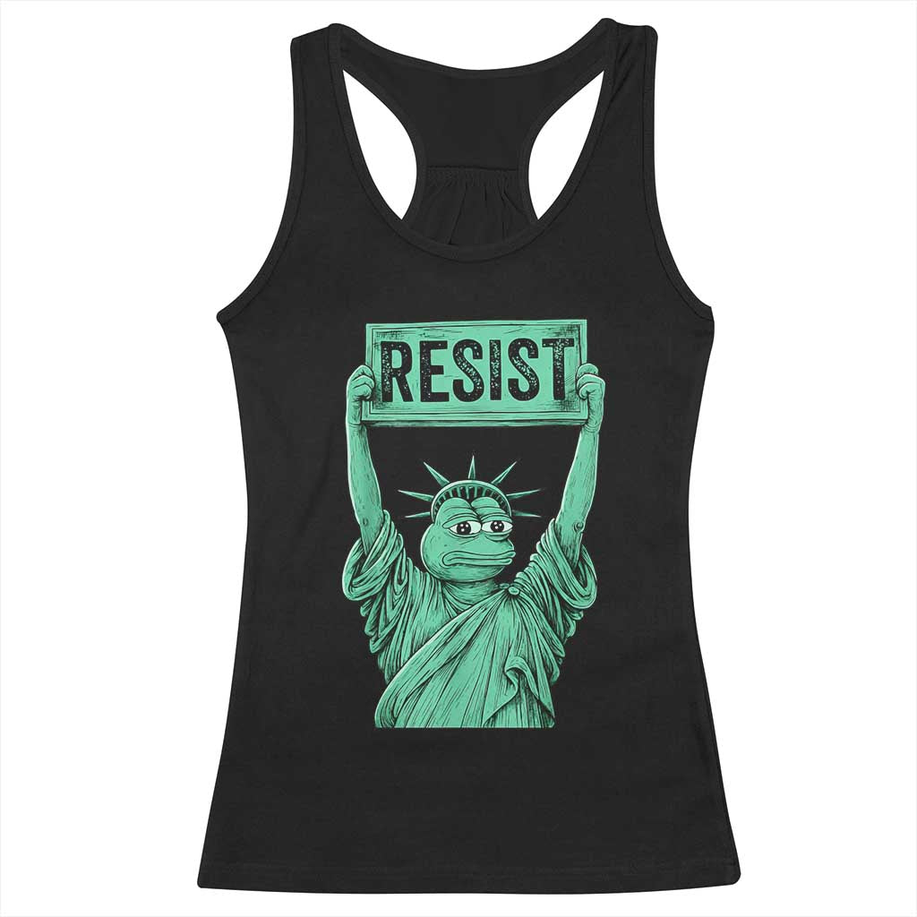 Funny Liberty Frog Meme Resist Racerback Tank Top Portland Frogs Protest Freedom Fighter - Wonder Print Shop