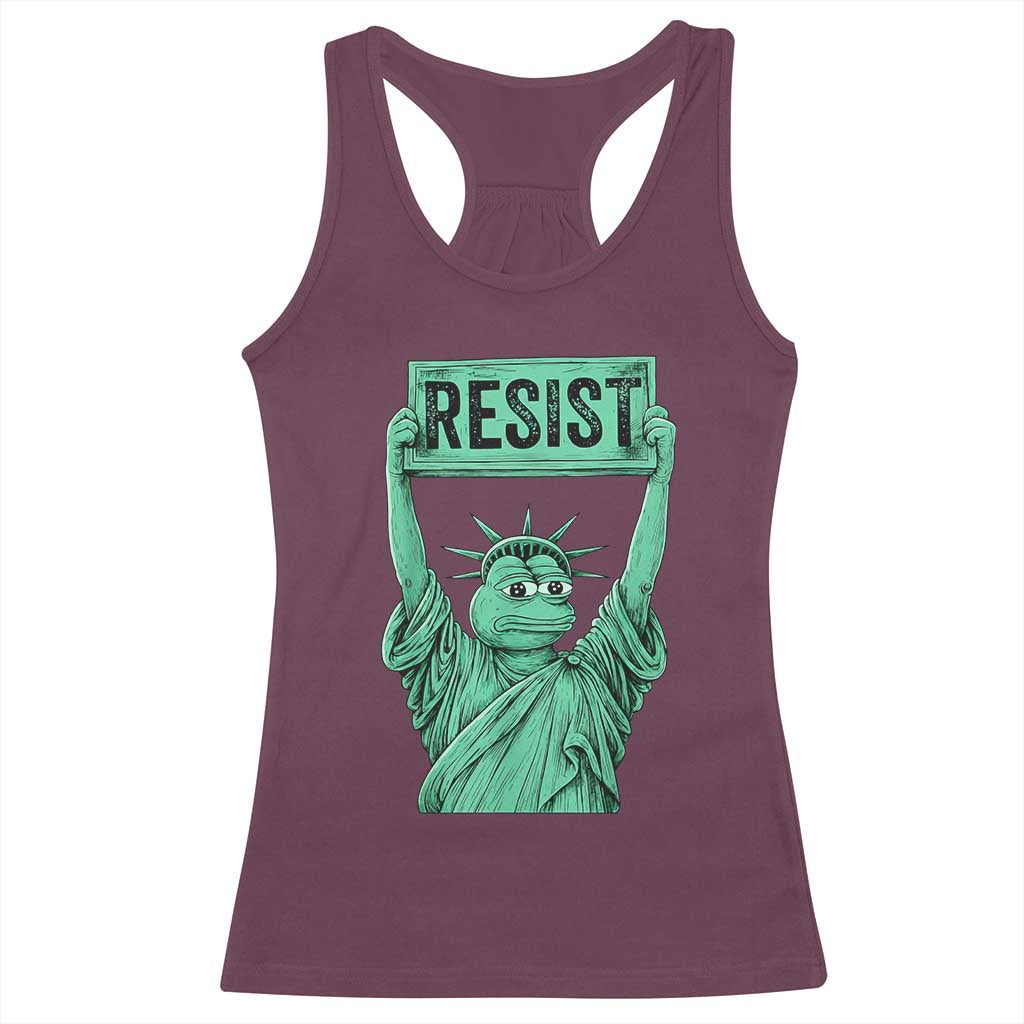 Funny Liberty Frog Meme Resist Racerback Tank Top Portland Frogs Protest Freedom Fighter - Wonder Print Shop