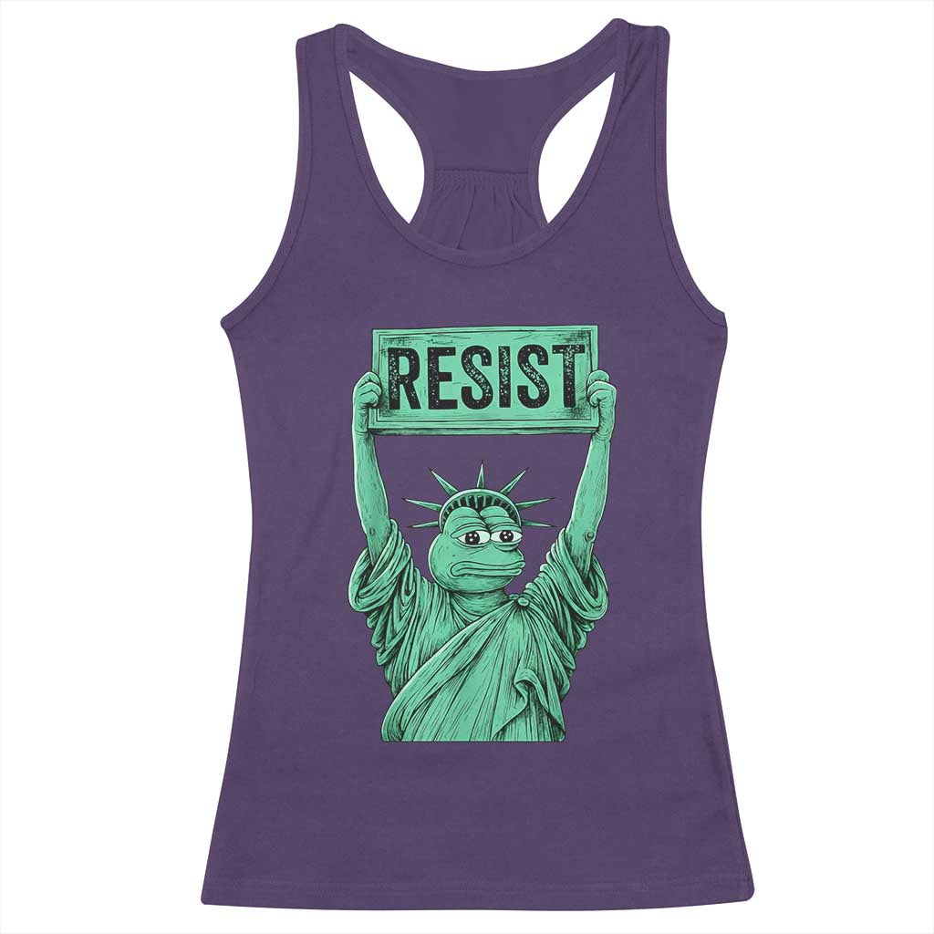 Funny Liberty Frog Meme Resist Racerback Tank Top Portland Frogs Protest Freedom Fighter - Wonder Print Shop