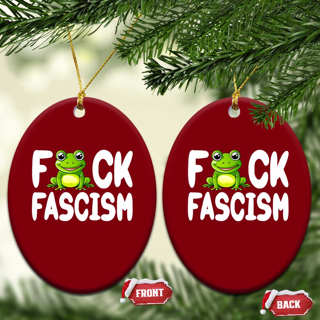 Funny Frog Fck Fascism Ceramic Ornament Resist Protest Human Rights - Wonder Print Shop