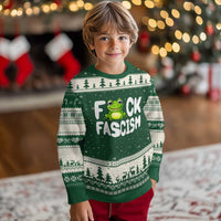 Funny Frog Fck Fascism Ugly Christmas Sweater Resist Protest Human Rights - Wonder Print Shop