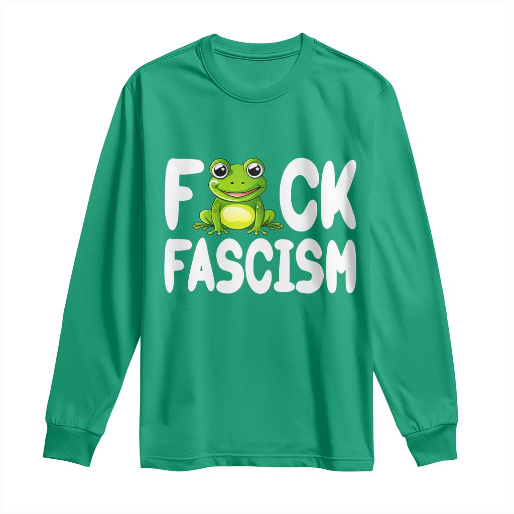 Funny Frog Fck Fascism Long Sleeve Shirt Resist Protest Human Rights - Wonder Print Shop
