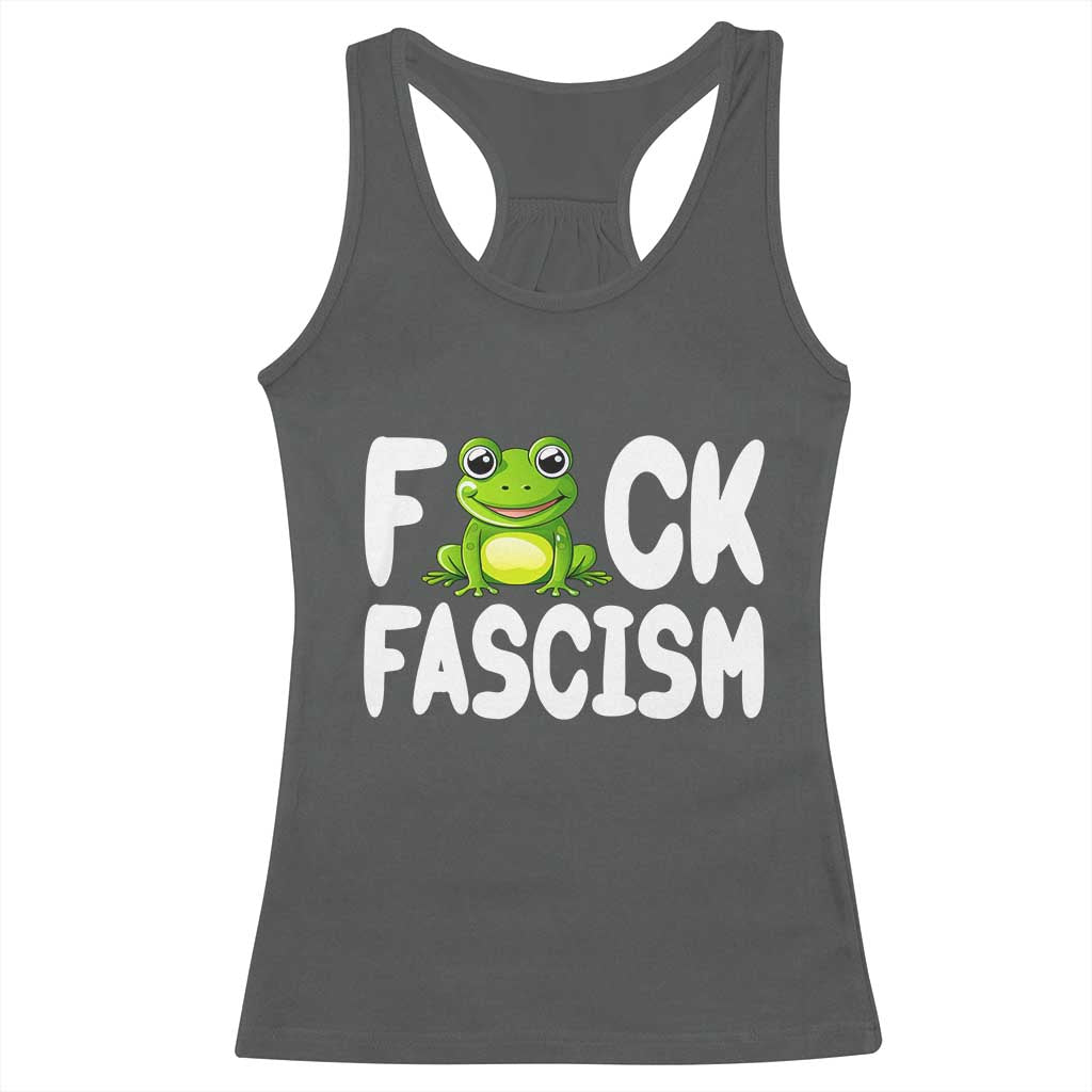 Funny Frog Fck Fascism Racerback Tank Top Resist Protest Human Rights - Wonder Print Shop