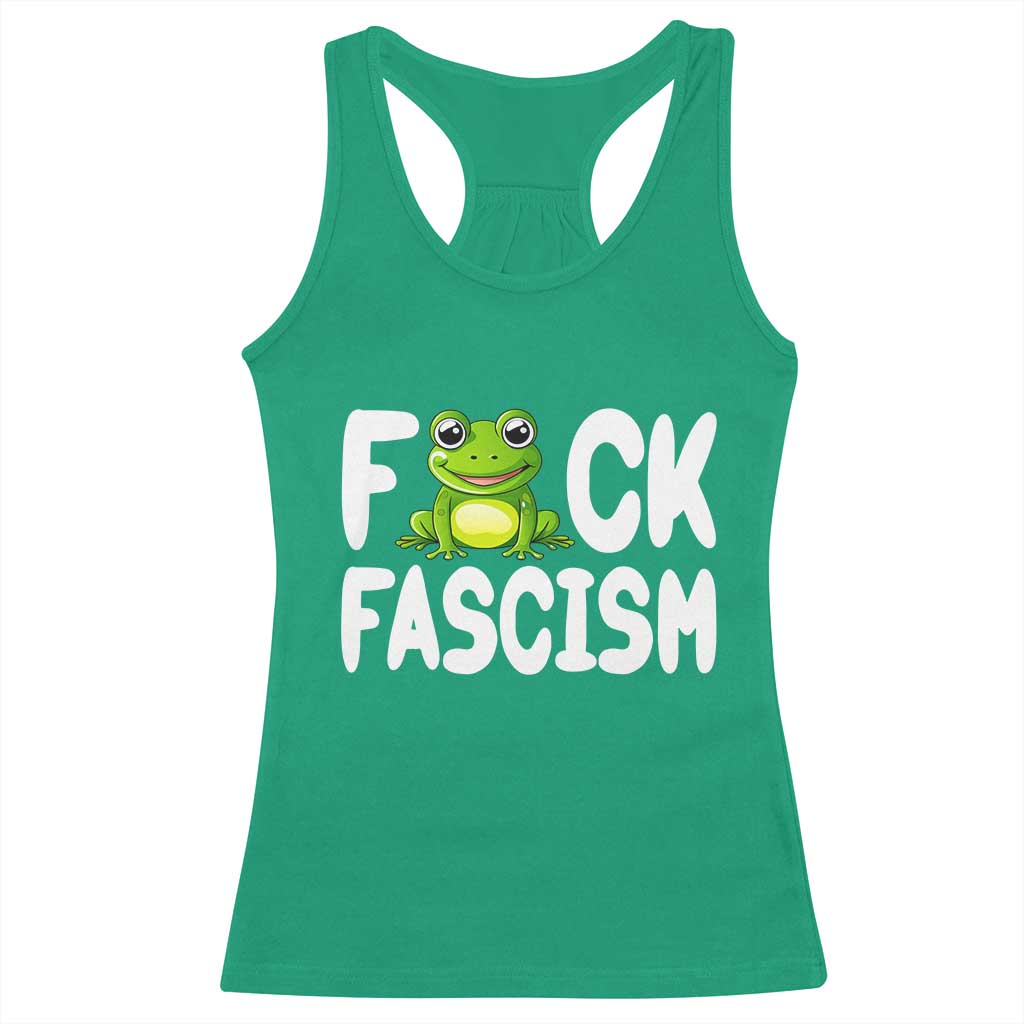 Funny Frog Fck Fascism Racerback Tank Top Resist Protest Human Rights - Wonder Print Shop