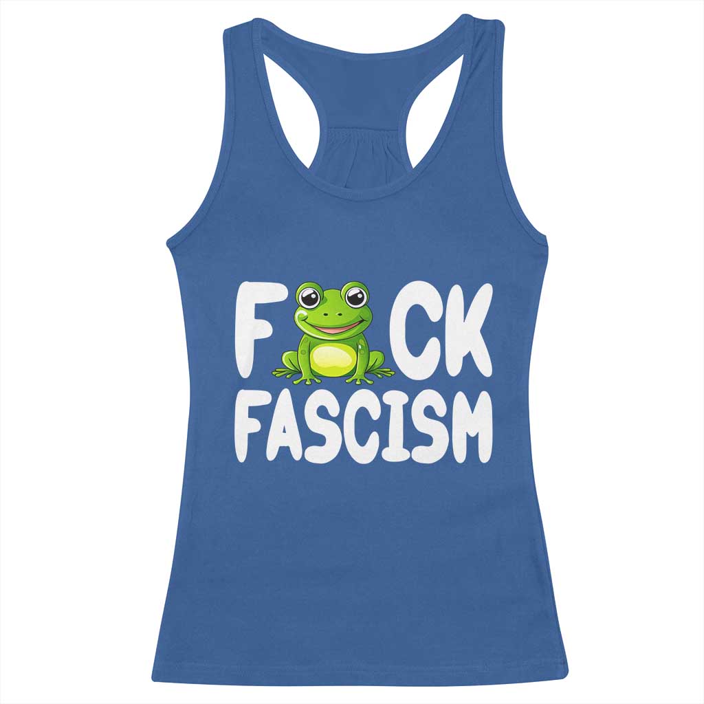 Funny Frog Fck Fascism Racerback Tank Top Resist Protest Human Rights - Wonder Print Shop