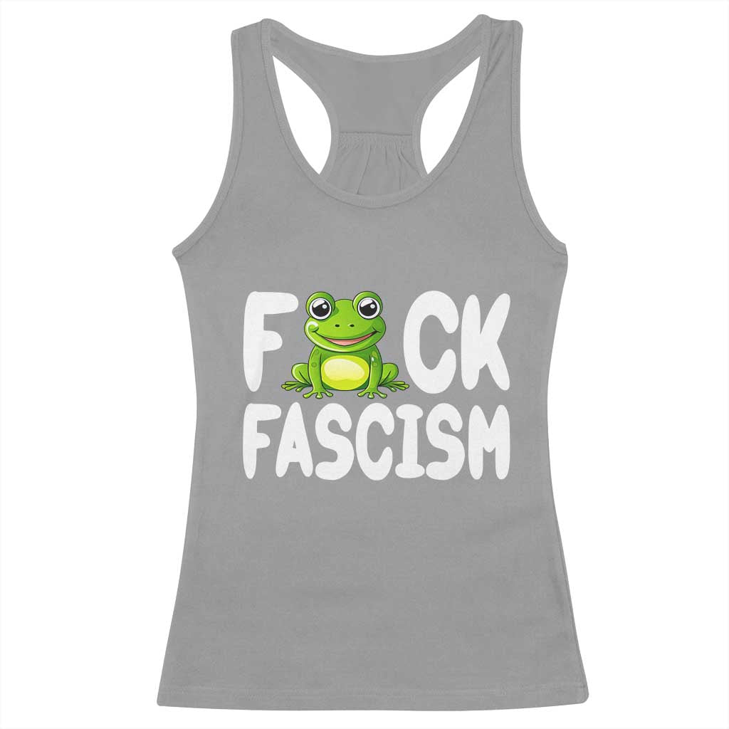 Funny Frog Fck Fascism Racerback Tank Top Resist Protest Human Rights - Wonder Print Shop