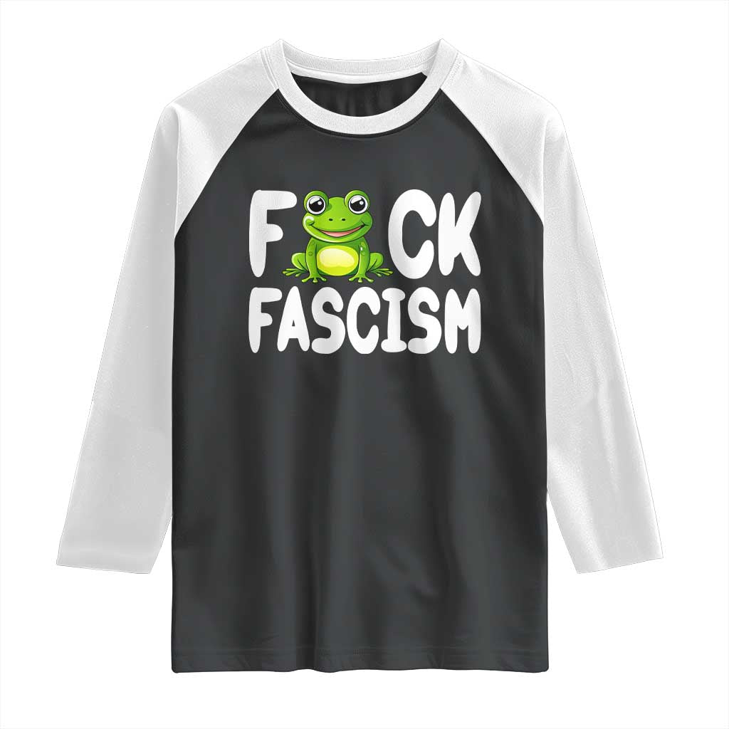 Funny Frog Fck Fascism Raglan Shirt Resist Protest Human Rights - Wonder Print Shop